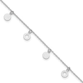 Sterling Silver Rhodium-Rhodium-Plated Polished Circle 9.5in Plus 1in ext. Anklet